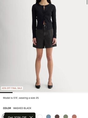 Everlane A-Line Washed Black High-Rise Denim Short